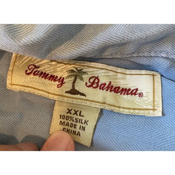 Tommy Bahama Silk Button Up Shirt Size 2XL Men’s Blue Short Sleeve - Picture 3 of 6